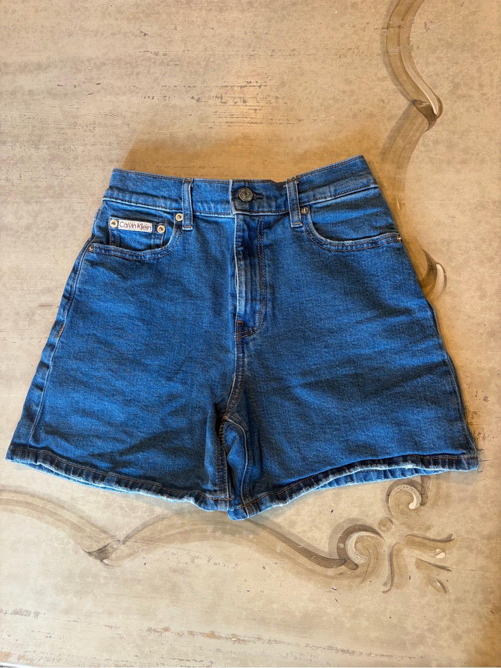 Calvin Klein Dark Blue High-Rise Denim Shorts